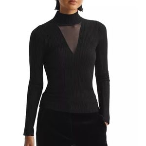 REISS. Size xs NWT 
Rita Mesh Panel Roll Neck Top
